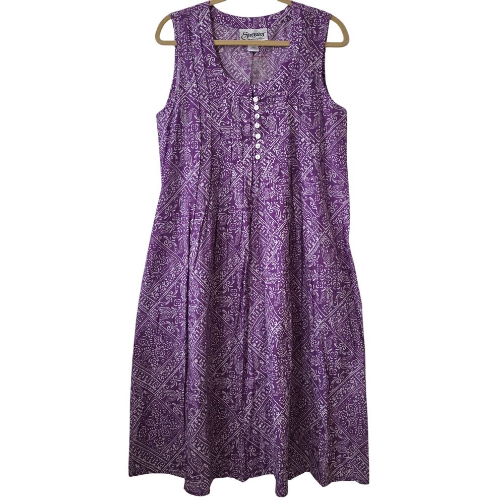Expressions Lounge Duster Purple Tank Top Dress Size Medium